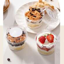 50个装 甜品杯 大号甜品杯 慕斯杯 冰淇淋杯 布丁杯 透明杯 甜品杯 蛋糕杯 适合生日派对 派对慕斯杯 婚礼甜品杯 可重复使用