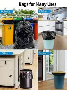 200 sacs poubelle noirs épais et résistants - étanches, en polyéthylène durable, convenant pour la maison, le bureau, la cuisine, la salle de bain et l'extérieur. Solution de nettoyage polyvalente, avec un design enroulable pratique. Sacs plastiques noirs surdimensionnés pour une utilisation commerciale ponctuelle, propriété d'hôtel, restauration. Déplié 28 * 48 cm, déplié 45 * 50 cm