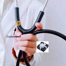 1pc Customized Stainless Steel Personalized Stethoscope, Name, Birthday, Flower, Letter Id Tag Stethoscope Accessories Nurse Ring, Autumn Fashion, Simplicity, Simplicity, Leisure, Old Money Customization, Personalized, Unique Is A Gift For Girlfriends, Mothers, Family, Friends - Multicolor - View 2