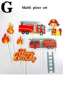 Assorted Firefighter Cake Decorations: Firefighter Themed Happy Birthday Cake Toppers, Firefighter Truck Figurine Cake Decorations, Firefighter Theme, Housewarming Party, Birthday Party Decorations, Cake Decor
