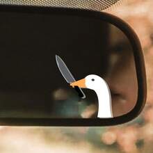 Goose Meme Mirror Peaker Decal ( Funny Goose Holding Knife Cute Sticker Rear View Mirror Stickers ) - one-size - View 1