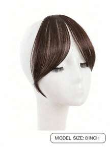8 英寸合成假发，带中侧刘海、无缝法式斜刘海