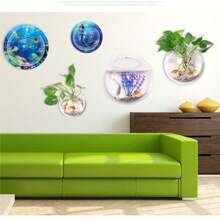 Acvariu de perete transparent de înaltă calitate/Vază montată pe perete/Vază hidroponică montată pe perete/Suport de afișare montat pe perete, Coș suspendat [Mai multe dimensiuni disponibile + Cadou gratuit pentru amenajarea peisagistică a acvariului], Decor pentru evenimente de sărbători, Articole creative multifuncționale, Educaționale pentru copii, Poate fi montat pe perete în dormitor/curte exterioară/birou/hol, Fabricat din materiale noi premium