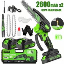 Compact Mini Chainsaw Cordless, 8 Inch Chain Saw With 2 Pcs Batteries Powered, Includes Charger, Fast Powerful Cutting, Lightweight, Sharp - Perfect For DIY Projects & Home Maintenance, Pruning Shears, Backyard Upkeep, Best Gifts For Dad, Husband