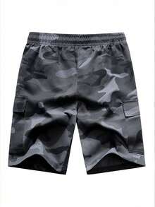 1 件套男士迷彩工装休闲短裤，户外运动宽松及膝长裤 - 灰色 - 查看 4