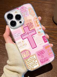 Funda para phone con eslogan (1 unidad), diseño de cruz y Jesús, TPU transparente, protección completa, anticaídas, antihuellas, compatible con phone S - Multicolor - Ver 1