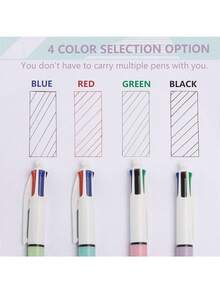 8 支装多色圆珠笔 1.0 毫米，4-N-1 彩色笔，细尖可伸缩可爱护士笔，4 色笔合一，适合学校、学生护士笔记、白垩、办公用品返校 - 彩色 - 查看 3