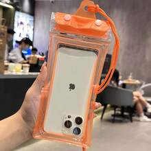 1pc Waterproof Phone Pouch, Touch Screen Compatible, For Swimming, Rafting, Halter Design, Transparent - Multicolor - View 3