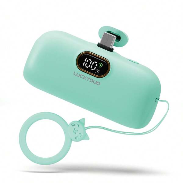 LUCKYDUO Mini Power Bank, 5000 mAh, USB-C Powerbank, Aufladen, kleines Reiseladegerät, Akkupack, kompatibel mit i-Phone, Sam-Sung und USB-C Telefon