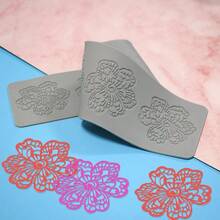 Molde de silicona con forma de hoja para fondant, molde de chocolate, molde de fondant para decorar pasteles, tapete decorativo de encaje de azúcar - Gris - Ver 3