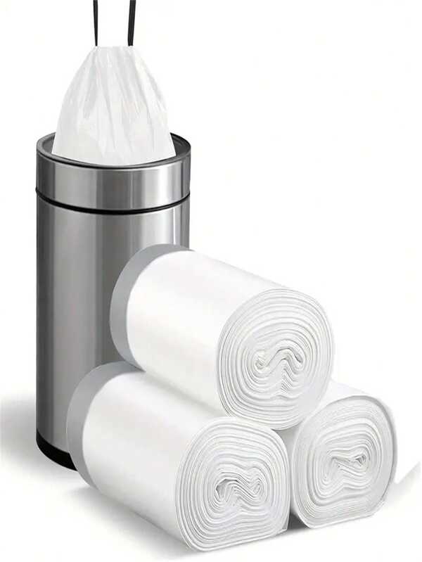 5 Rolls, 15pcs/Roll Thick & Durable Polyethylene Draw String Trash Bags - Multipurpose Disposable Garbage Bags For Living Room, Bedroom, Bathroom, Toilet, Kitchen - Portable Household Waste Bags