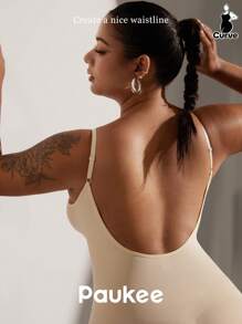 1 Pieza Shapewear tipo corsé sin espalda sexy y de microfibra para mujer de talla grande, uso de verano