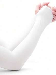 Solid Color Ice Silk Arm Sleeves, Summer Cooling Sun Protection For Outdoor Activities Like Running, Fishing And Halloween - trắng - Xem 1