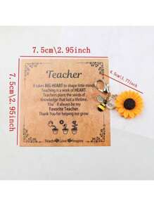 Llavero con diseño alegre y elegante de girasol y abeja, con tarjeta de regalo - Aleación, diseño de dibujos animados/plantas/fiesta - Regalos ideales para maestros en graduaciones y ocasiones especiales, regalos de aprecio