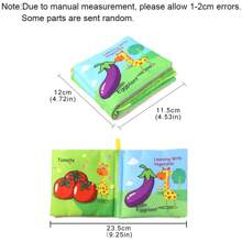 1pc / 4Pcs Baby Cloth Book, Crinkle Fabric Soft Books Set With Rustling Sound, Fruits Vegetable Cognition Toy For Toddlers (Some Parts Are Sent Random Colors)