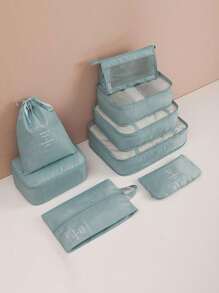 8-1PC Travel Clothes Organizer Set, Large Capacity Multi-Functional Packing Cubes With Zipper Closure, Handheld Travel Bag, Storage Bag, Mesh Bag, Cosmetic Bag, Shoe Bag, Bottle Sleeve, Drawstring Bag, Regular Bag, Luggage Bag, Underwear Organizer, Hospital Bag, Waterproof Toiletry Kit For Shirts, Underwear, Clothes, Cosmetics, Toiletries, Toothbrush And Toothpaste