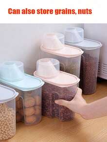 PETSIN 1pc Plastic Pet Food Sealed Food Storage Bin, Snack Can, Food Storage Box - Pink - View 6
