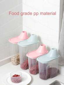 PETSIN 1pc Plastic Pet Food Sealed Food Storage Bin, Snack Can, Food Storage Box - Pink - View 9