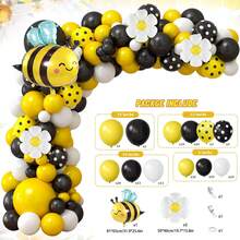 119pcs Bee Balloon Arch & Wreath Set, Includes Yellow, Black, White Printed Latex Balloons And Bee & Daisy Foil Balloons, Multiple Sizes Available, Perfect For Bee-Themed Birthday Party, Gender Reveal Party, Baby Shower, Wedding Decoration (Note: Balloons And Backdrop Cloth Sold Separately) - Multicolor - View 11