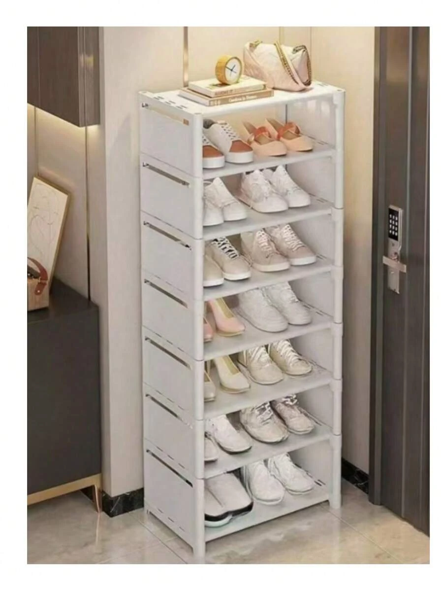 رف أحذية بسيط قطعة واحدة، ممر المنزل المتعدد الطبقات منظم للتخزين، خزانة أحذية عصرية عمودية، مقاومة للغبار، للممر أو الخزانة أو السكن الجامعي أو الشقة، موفر للمساحة، سعة كبيرة متعدد الوظائف