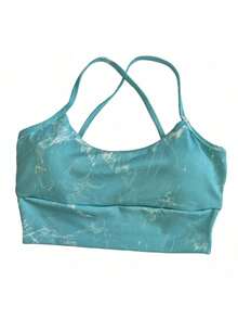 Women's Premium Tie Dye Set Thin Strap Tank Top With Butt Lifting Leggings Shorts High Waist Spandex Fitness Fashion Gym Marble Set - 綠色 - 查看 2