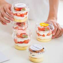 50个装 甜品杯 大号甜品杯 慕斯杯 冰淇淋杯 布丁杯 透明杯 甜品杯 蛋糕杯 适合生日派对 派对慕斯杯 婚礼甜品杯 可重复使用