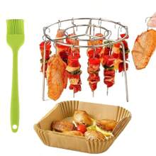 1 Set aus Edelstahl Grill + Barbecue Grill, Barbecue Set, Heißluftfritteuse, Ofen, Grill, Barbecue Grill, Küchenutensilien, Kochen, geeignet für Fleisch, Fisch, Gemüse, Obst, Feiertagsfeste, Party Geschenke, wiederverwendbare Edelstahl Barbecue Spieße und Grill