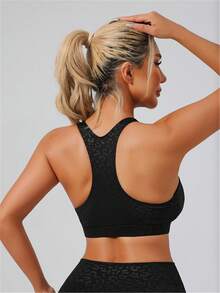 1 Piece Women Leopard Patterned Hollow Simple Sports Bra,Casual Everyday Wear