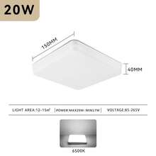 CANMEIJIA 1pc Square White Frame Ceiling Mounted Light Panel, Modern Style, 85V-265V Flicker-Free, White/Neutral/Warm Light, High Brightness, Slim Design, Suitable For Wall/Corridor/Room/Hallway/Ceiling/Kitchen/Living Room/Bathroom/Bedroom/Study, Indoor Ceiling Lamp Selects Size Based On Usage Scenario - White Frame - View 21