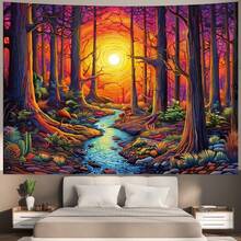 Galaxy Space Tapestry Colorful Starry Sky Tapestry Mountain Tapestries Misty Forest Tapestries Fantasy Landscape Wall Hanging Decor For Home Home Decoration For Bedroom,Living Room,Dorm - Sun Forest - View 6