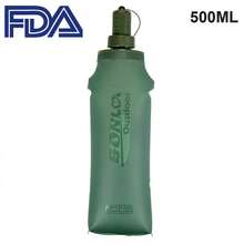 Botella para deportes al aire libre de TPU de 500ml, frasco blando plegable, botella de agua para correr, acampar, senderismo, bicicleta, bolsa de agua para Fitness CR7N - Verde 500ml - Ver 2