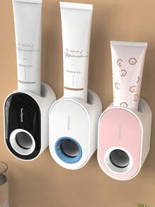 Dust-Proof Automatic Toothpaste Dispenser And Squeezer, For Wall-Mounted Toothbrush Holders, Bathroom Organizer And Storage, Holiday Gift, Bathroom Decor, Toothbrush And Toothpaste Storage Fall Decor Back To School