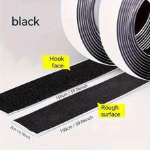300cm/119in Total Length Dual-Sided Adhesive Tape, 150cm Hook & Loop, Self-Adhesive, Black/White, 2cm/4cm Width, Suitable For Office Desk & Home Decor Back To School