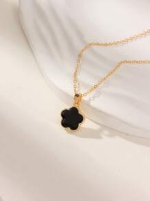 1pc Women's Delicate 5-Leaf Clover Flower Clavicle Necklace, Fashionable Versatile Chic Gifts For Party, Birthday, Anniversary