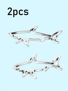 1pc Car Shape 3D Metal Sticker, Simple And Practical Multifunctional Shark Badge Sticker, Car/Motorcycle/Gas Cap Decoration Emblem, Suitable For All Vehicle Exterior