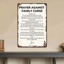 1PC Prayer Against Family Curse Tin Sign, Spiritual Wall Art, Motivational Quote, Family Protection, High-Quality Metal, Inspirational, Family Blessing, Spiritual Decor, Protective, 8x12 Inches - 8x12 inch/20x30cm-1 cái - Xem 2