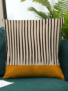 1pc Striped Print Pattern Pillow Cover - 17.7*17.7 Inches Soft Plush Pillow Sham, Single-Sided Print, Zipper Closure - Great For Sofa And Home Decor - No Embroidery (Pillow Insert Not Included) - Multicolor - View 8