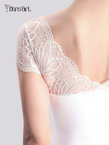 DonsGirl 1pc Women V-Neck Lace Short Sleeve Leotard, Ballet/Contemporary Dance/Classical Dance/Yoga/Gymnastics Jumpsuit - 白色 - 查看 10