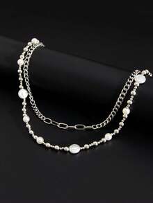 1pc European & American Hip Hop Style Pearl Chain Belt/Jeans Waist Chain, High-End Niche Cross-Border Accessory For Men - Multicolor - View 4