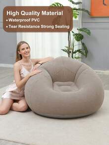 新款充气毛绒沙发适合懒人可折叠脚踏沙发床户外便捷躺椅带脚凳热销 - 彩色 - 查看 3