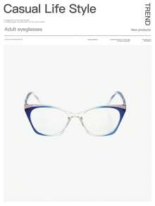 1pc Women's Fashion Elegant Light Cat Eye Frame Full Frame Clear Lens Glasses, Suitable For Daily Reading & Everyday Wear - Multicolor - View 5