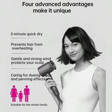 Dyson Supersonic HD03  Fast Drying Hair Styler Hair Styling Pro With Intelligent HeatGuard Tech | Salon-Grade High-Velocity Ionic Airflow System | 4X Air Multiplier For Faster Drying & Scalp Care | 3 Speeds & 4 Temps + Cool Shot Button | Magnetic Attachments: Smoothing Nozzle, Volumizing Diffuser, Gentle Airflow Focus | 220V Powerful Motor 1600W For Frizz Control & Shine | Damage Prevention For Color-Treated/Thin Hair | Luxury Gift Set (Purple)​ - 查看 6