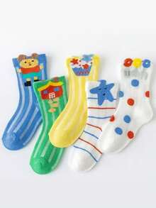 5 Pairs Kids/Children's Breathable Mesh Socks, Unisex, Spring/Summer - Multicolor - View 4