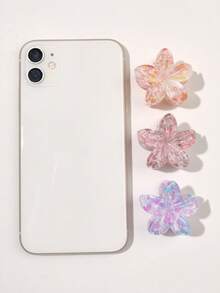 4 件迷你飞溅油漆果冻奶油色小号 1.6 英寸雏菊花发夹，简约甜美度假风格发饰秋冬发夹 - 彩色 - 查看 4