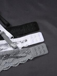 3 Stück mehrfarbige sexy Spitzen-BHs im Pfirsich-Mädchen-Stil, bequeme Unterbügel-Push-up-BHs für Frauen - Verschiedenfarbig - Übersicht 8