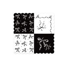 10/20/50/100pcs, Black Bow Plates And Napkins Cups Tableware Sets For Birthday Decorations, Black Birthday Party Supplies Include Straws, Bow Birthday Decorations
