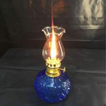 Exquisite Retro Glass Oil Lamp Thickened Without Tilting Artificially Blown Embossed Lampshade Glass Lamp