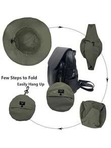 1 Piece Of Foldable Storage Bucket Hat For Men And Women, Sun Protection Hat, Windproof Drawstring Adjustable Sun Hat, Outdoor Sports Waterproof Quick-Drying Hat, Decorative Beach Hat, Women's Hat