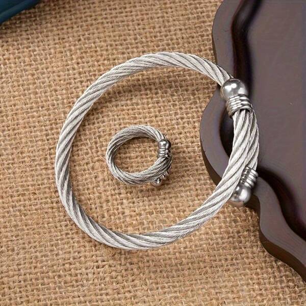 2 Pieces Fashionable Twisted Wire Stainless Steel Bracelets For Women Will Not Fade Easily And Can Be Used As Gifts For Relatives And Friends