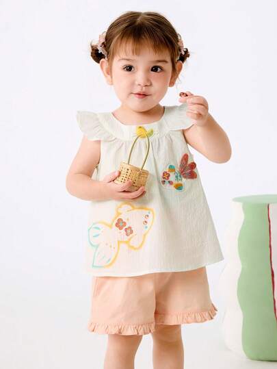 Balabala 女婴复古风格两件套，甜美俏皮的外观